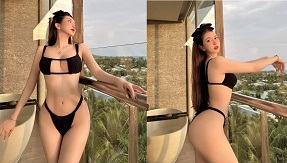 Em gái có mông bự mặc quần lọt khe đen quyến rũ